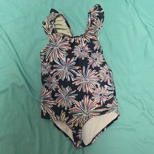crown & ivy Navy and Coral Kids One Piece Swimsuit